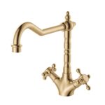Fienza Lillian Shepherds Crook Sink Mixer Urban Brass