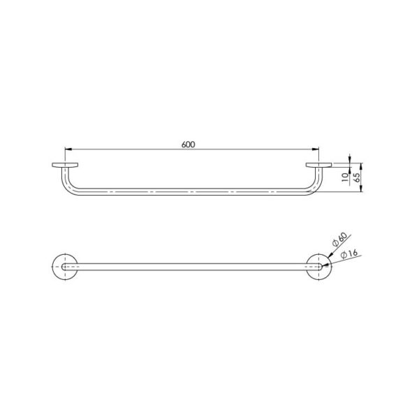 festival double towel rail 600mm spec