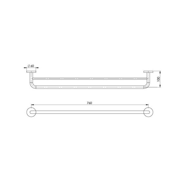 festival double towel rail 760mm spec