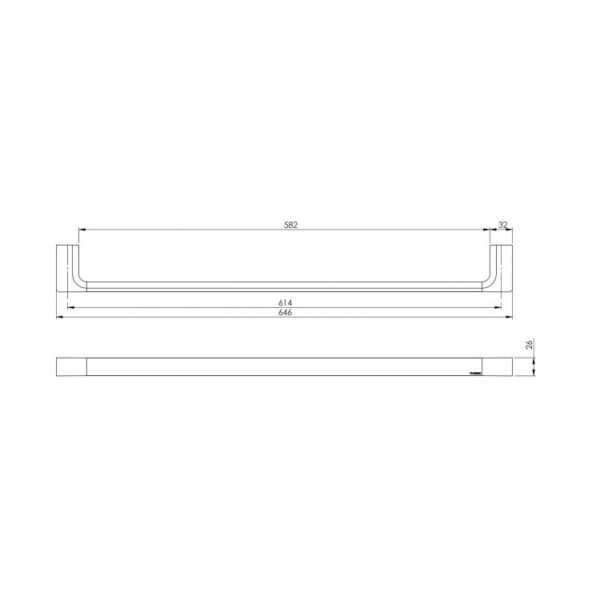 gloss single towel rail 600mm spec