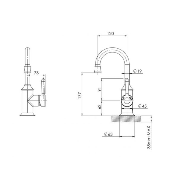 nostalgia basin mixer gooseneck spec