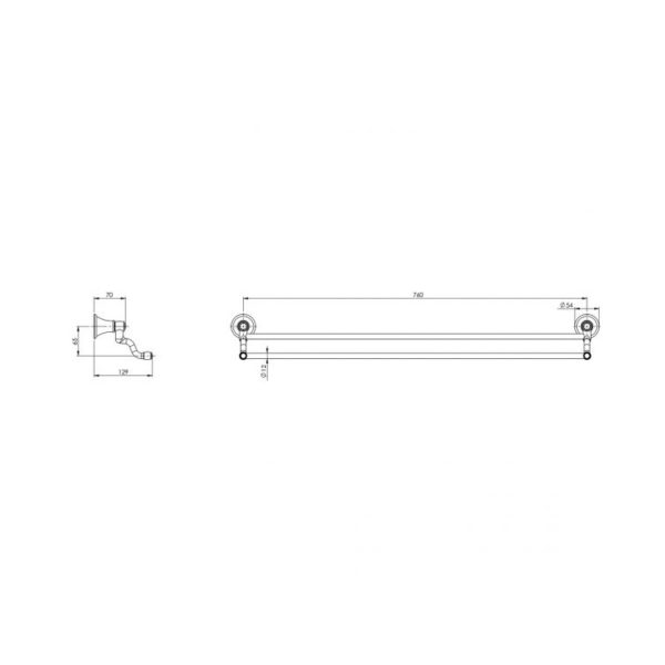 nostalgia double towel rail 760mm spec