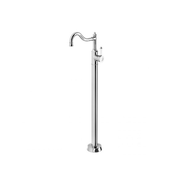 nostalgia floor mount bath mixer shepherds crook chrome white hand