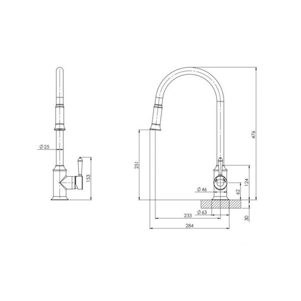 nostalgia pull out sink mixer spec