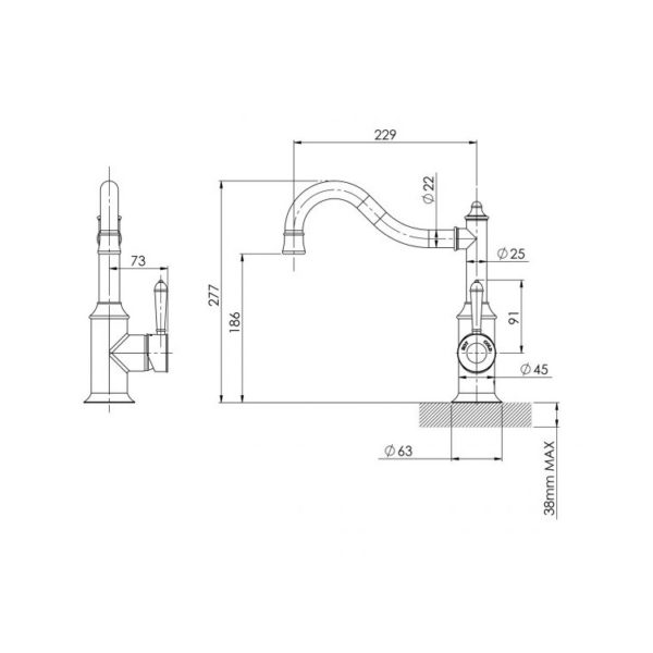nostalgia sink mixer 220mm shepherds crook spec