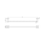 radii single towel rail 600mm square plate spec