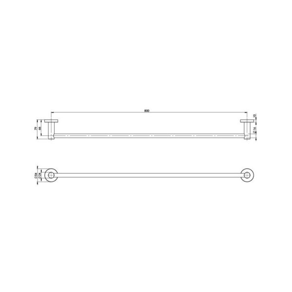 radii single towel rail 800mm round plate spec