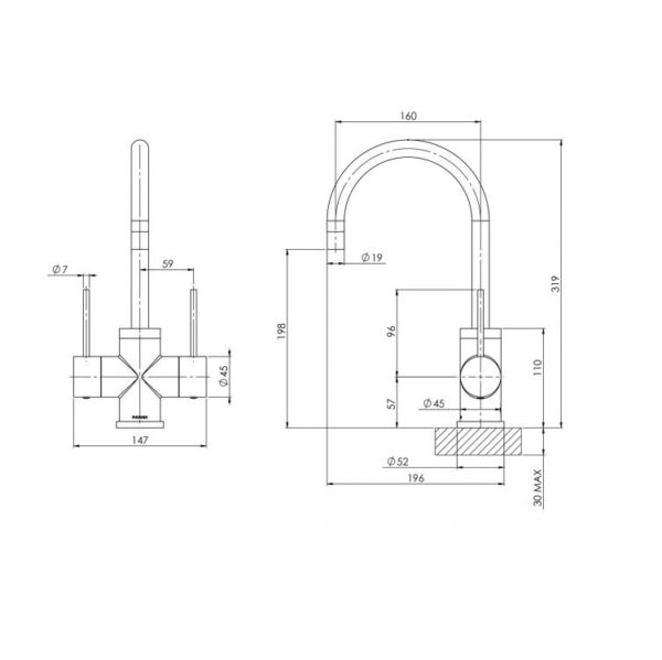 vivid slim twin hand sink 160mm mix spec
