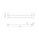 vivid slimline double towel rail 600mm spec