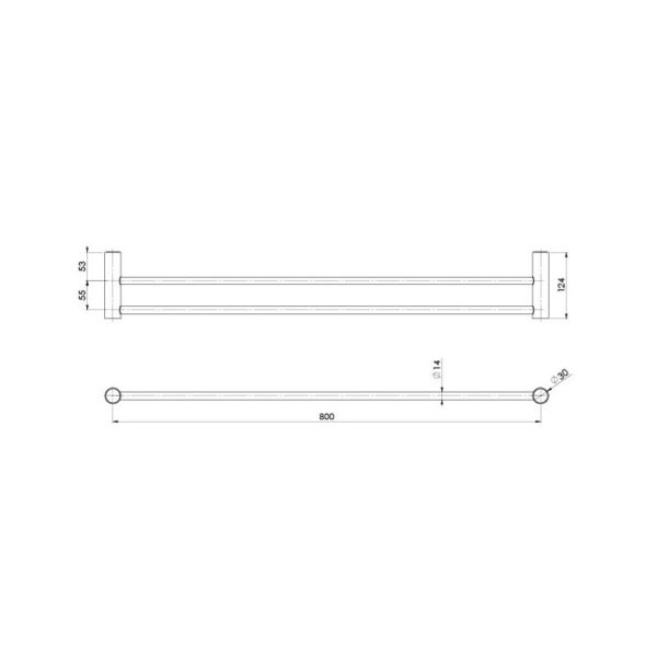vivid slimline double towel rail 800mm spec