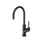 vivid slimline oval sink mixer 160mm gooseneck matte black