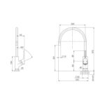 vivid slimline oval sink mixer 220mm gooseneck spec