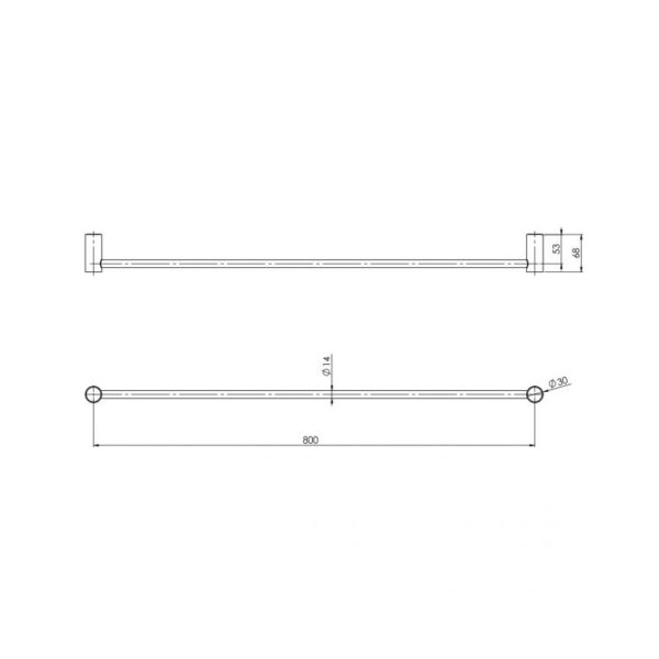 vivid slimline single towel rail 800mm spec