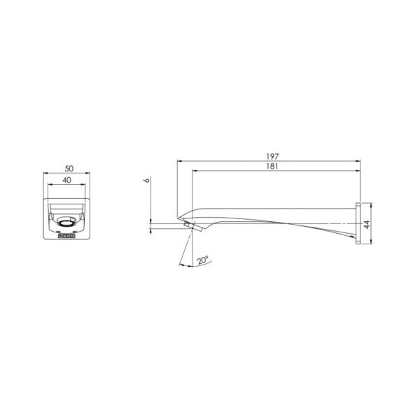 Argo Wall Bath Outlet 180mm spec
