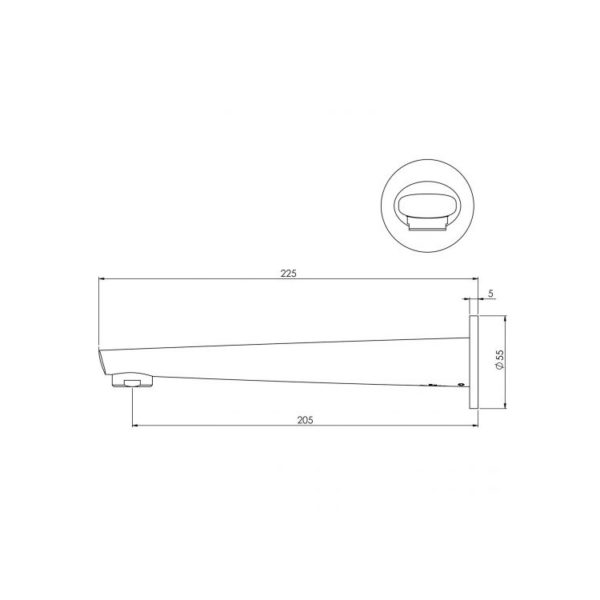 Arlo Wall Bath Outlet 200mm spec