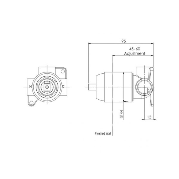 Builders Shower Wall Mixer Body Only spec