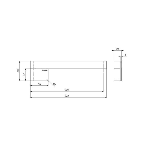 Designer Swivel Bath Outlet 230mm Squareline spec