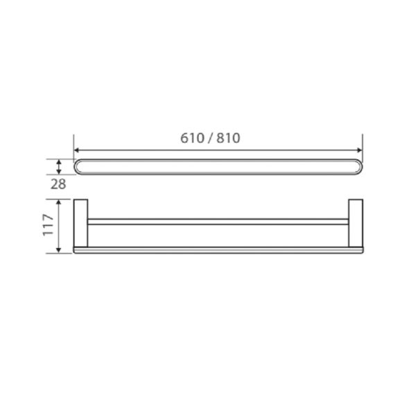 EMPIRE Double Towel Rail 810 + 610 spec
