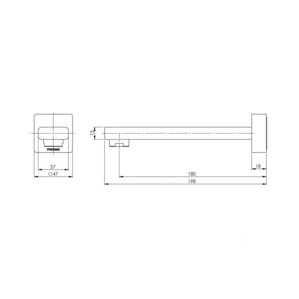 Radii Wall Bath Outlet 180mm spec