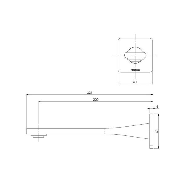 Teel Wall Bath Outlet 200mm spec
