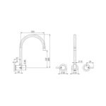 Vivid Pin Lever Wall Sink Set Gooseneck spec
