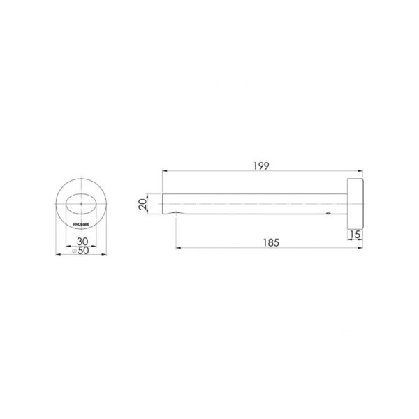 Vivid Slimline Oval Wall Bath Outlet 180mm spec