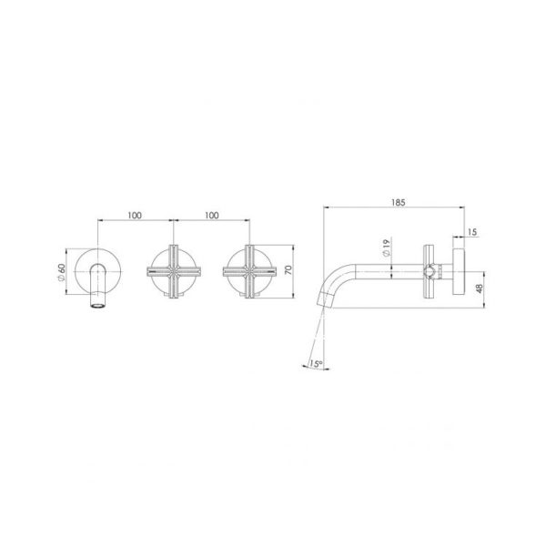 Vivid Slimline Plus Wall Basin Bath Hostess Set 180mm Outlet spec