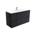 Fienza Dolce Fingerpull Matte Black Wall Hung Vanity