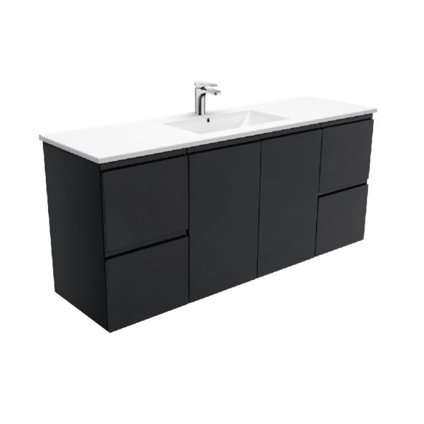 Dolce Fingerpull Matte Black 1500 Wall-Hung Vanity