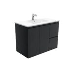 Fienza Dolce Fingerpull Matte Black Wall Hung Vanity