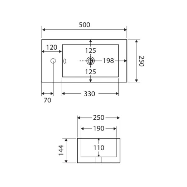 LINEA Wall-Hung Basin left spec
