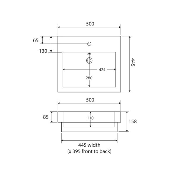 LOW PROFILE Semi-Inset Basin spec