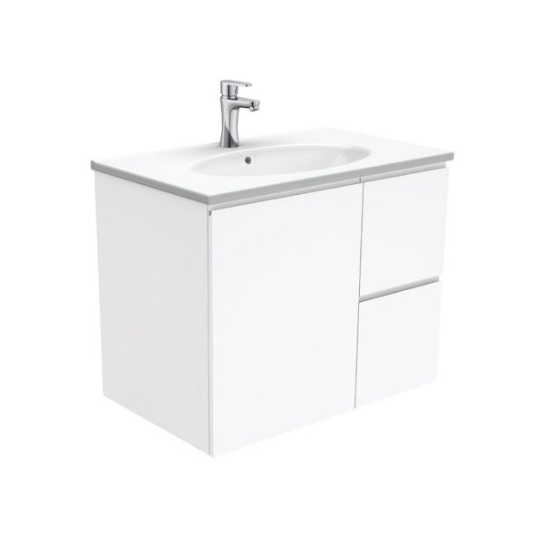 Fienza Rotondo Fingerpull Wall Hung Vanity Gloss White