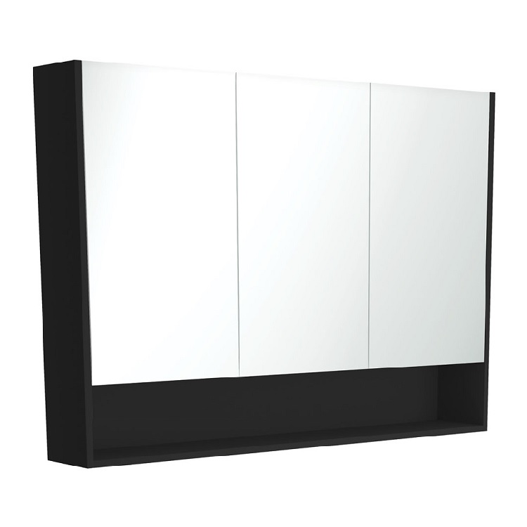 Fienza Mirror Cabinet with Display Shelf Satin Black - 750/900/1200mm ...