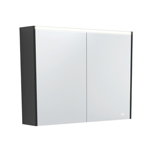Fienza LED Mirror Cabinet with Satin Black Side Panels