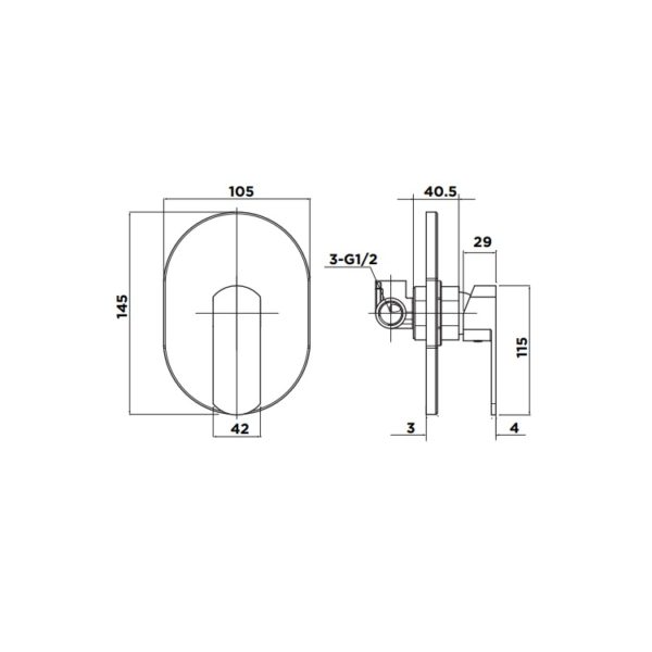 BERRY (VISAGE) SHOWER WALL MIXER spec