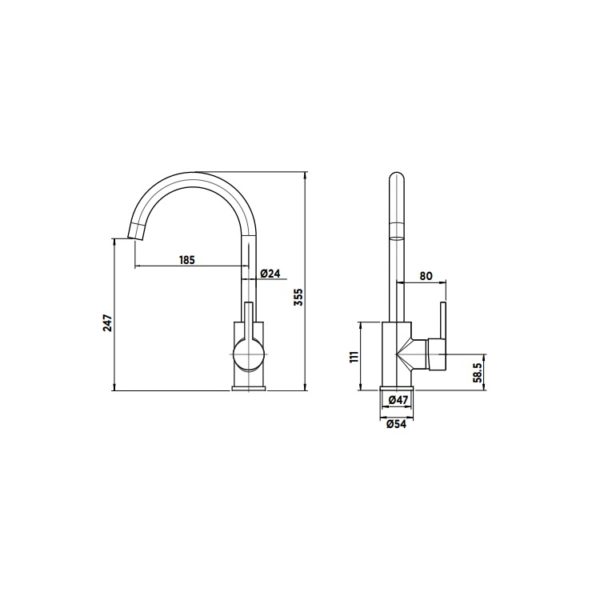 COCOA (AMANE) GOOSENECK SINK MIXER spec