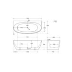 Keeto Back-To-Wall Acrylic Bath 1700 spec