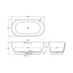 LUCIANA 1500 Matte Black Stone Bath spec
