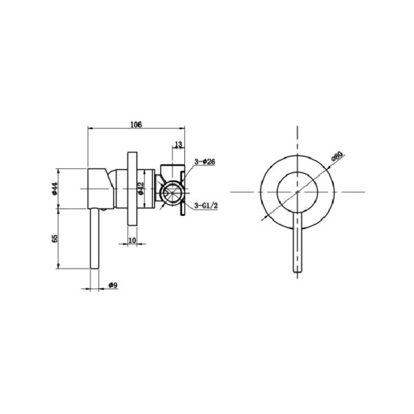 Milan Pin Lever Wall Mixer spec