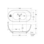 NERO 1400 Matte White Stone Bath spec