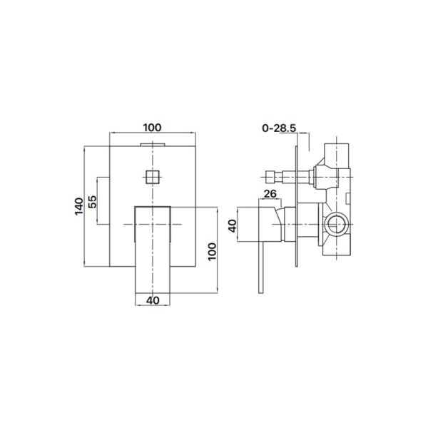 THYME (KUBOS) SHOWER WALL DIVERTER MIXER spec