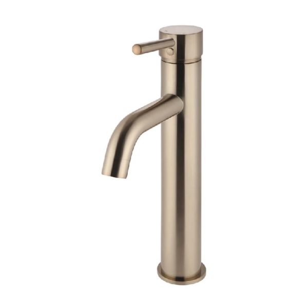 Meir Round Tall Curved Basin Mixer champagne