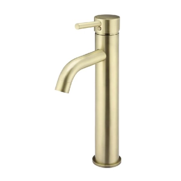 Meir Round Tall Curved Basin Mixer tiger bronze