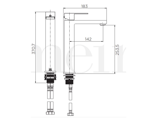 Square Tall Basin Mixer Spec