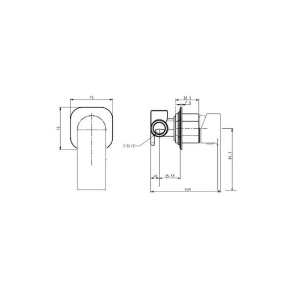 Kiato Shower Mixer Spec Square BB