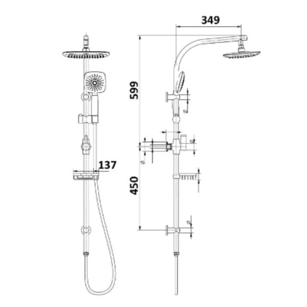 Konti Combination Rail Shower Chrome Spec BB