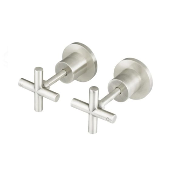 ROUND CROSS HANDLE JUMPER VALVE WALL TOP ASSEMBLIES BRUSHED NICKEL BB