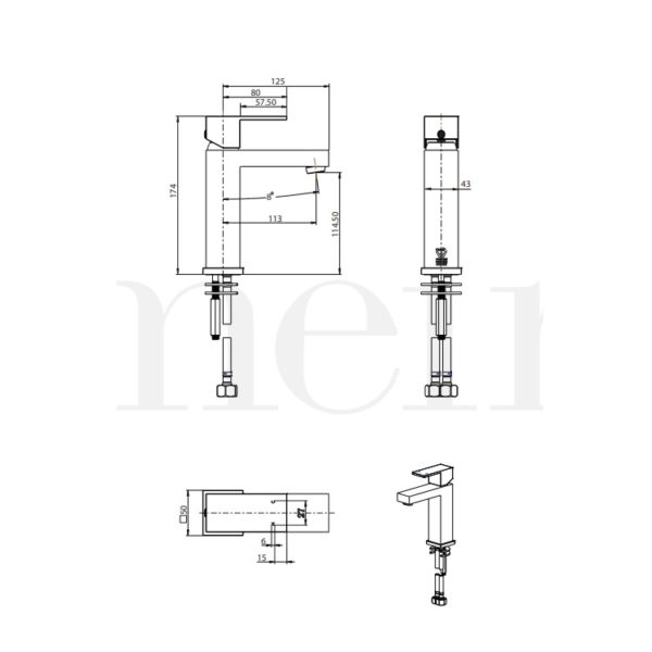 SQUARE BASIN MIXER Matte Black Spec BB