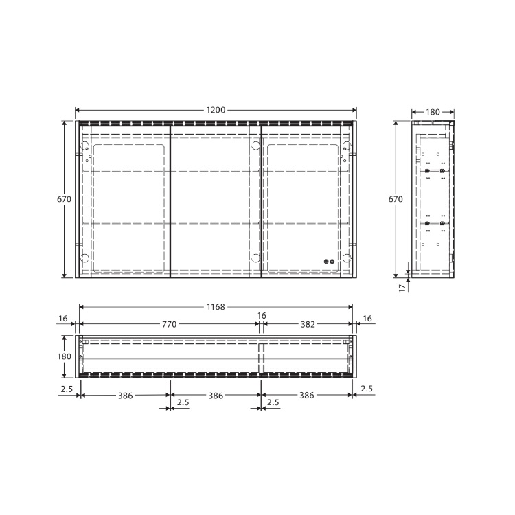 Fienza LED Mirror Cabinet with Industrial Side Panels - 750/900/1200mm